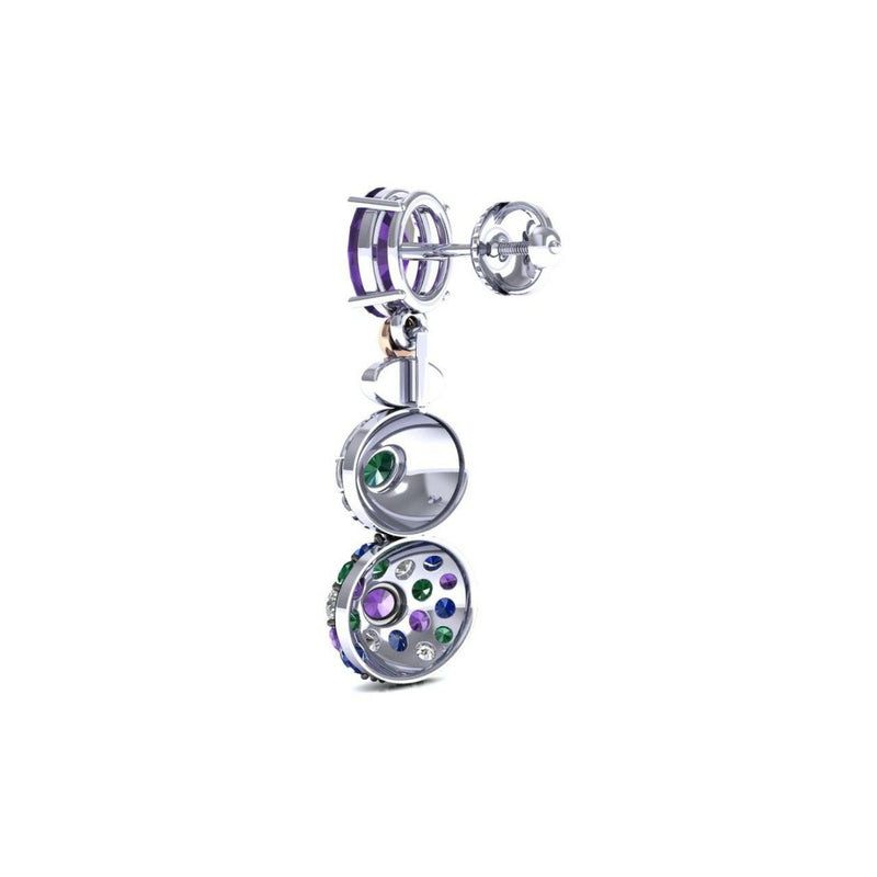 Silver Earring With White Blue Green and Amethyst CZ - Craig Shelly