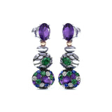 Silver Earring With White Blue Green and Amethyst CZ - Craig Shelly