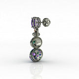 Silver Earring With White Blue Green and Amethyst CZ - Craig Shelly