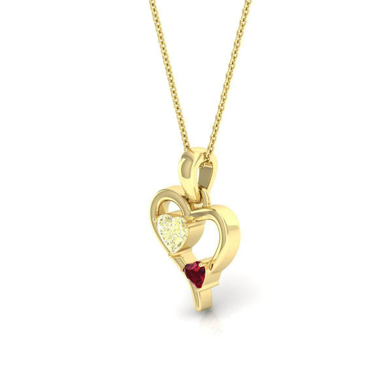 Heart Pendant Necklace With Red Crystal - Craig Shelly